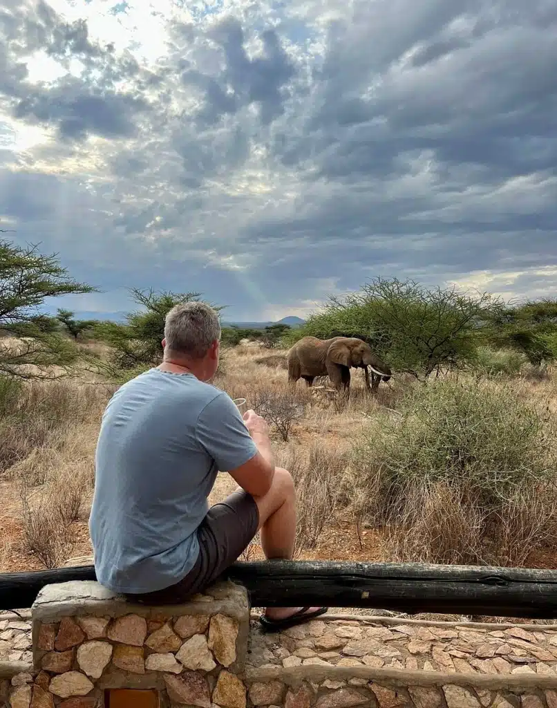 raveler viewing elephant from Samburu Sopa Lodge, Kenya.