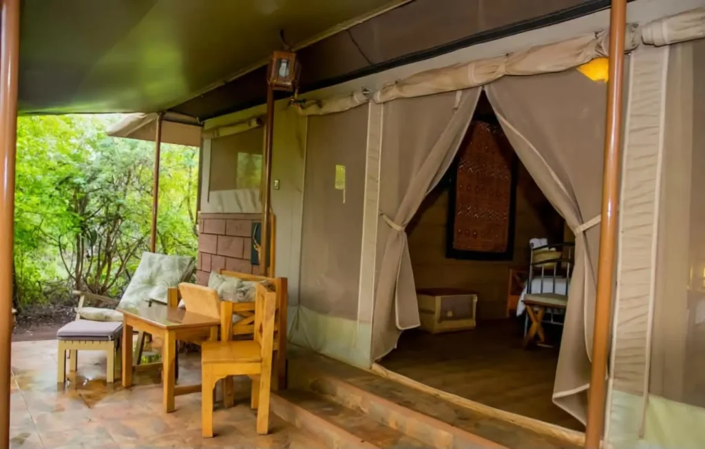Private tented guest room at Ikweta Safari Camp near Meru