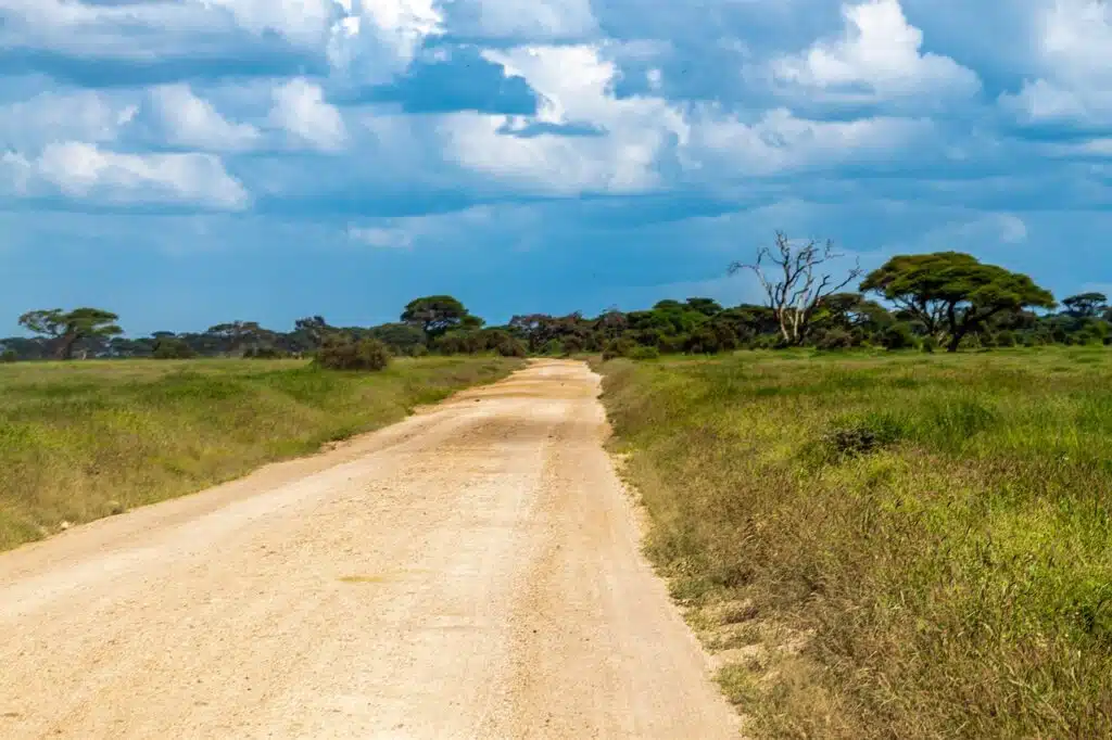 A dry weather road in Amboseli National Park