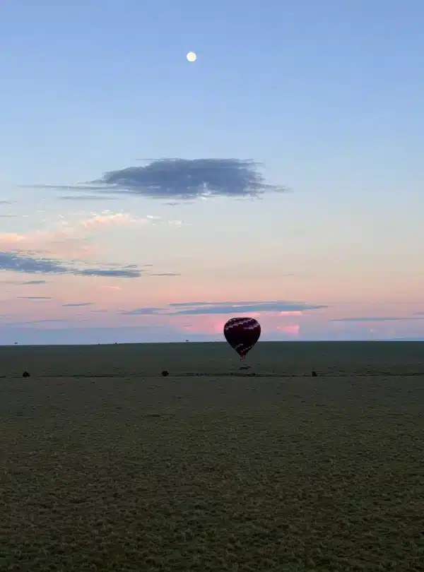 Gemfinders Safaris guests on an early morning hot air balloon ride over the Masai Mara