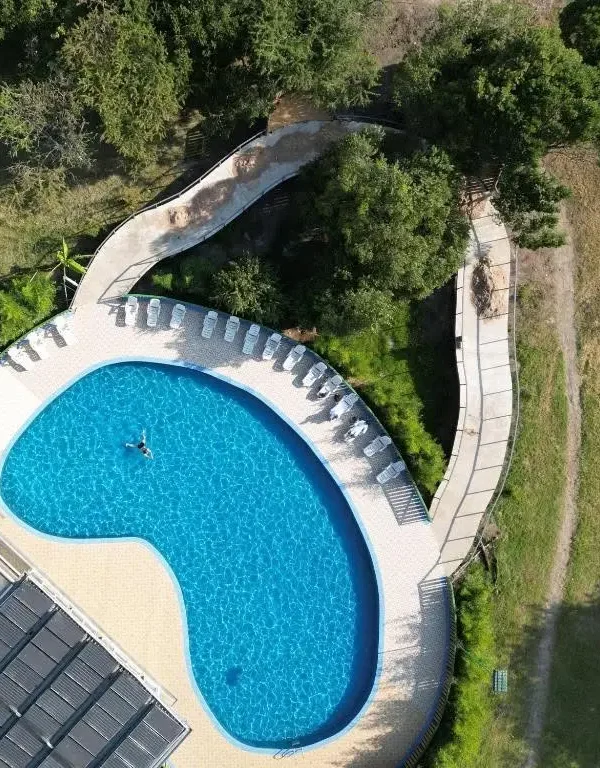 Aerial view of the swimming pool at Jambo Mara Safari Lodge in the Maasai Mara