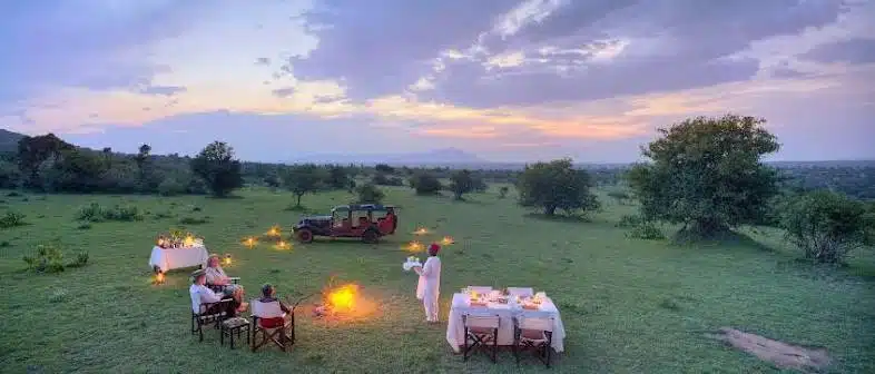 Romantic honeymoon safari evening in Kenya