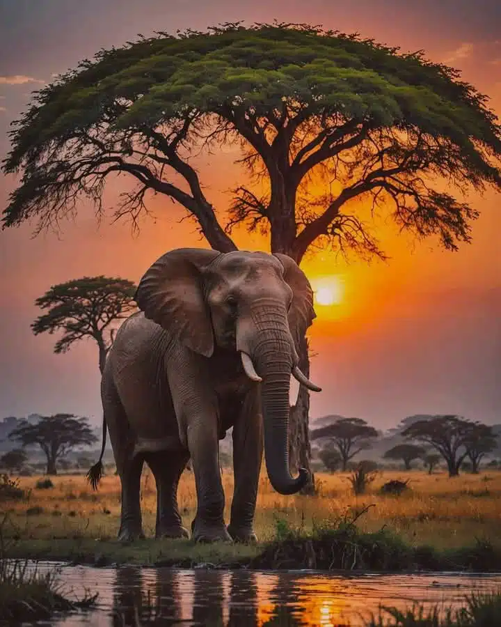 Elephant in Kenya at sunset – contact us to experience your private safari