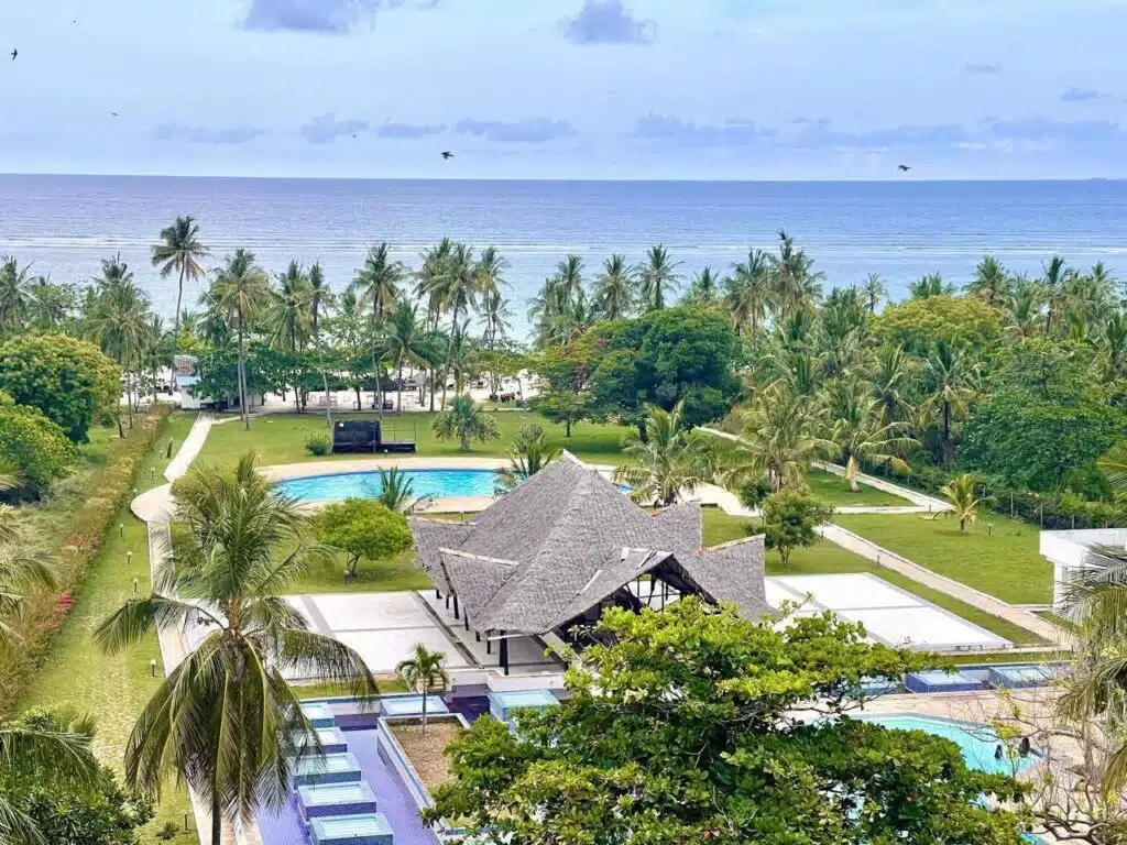 Diani Beach beachfront resort and gardens, a popular safari drop-off after a 7-day Kenya safari