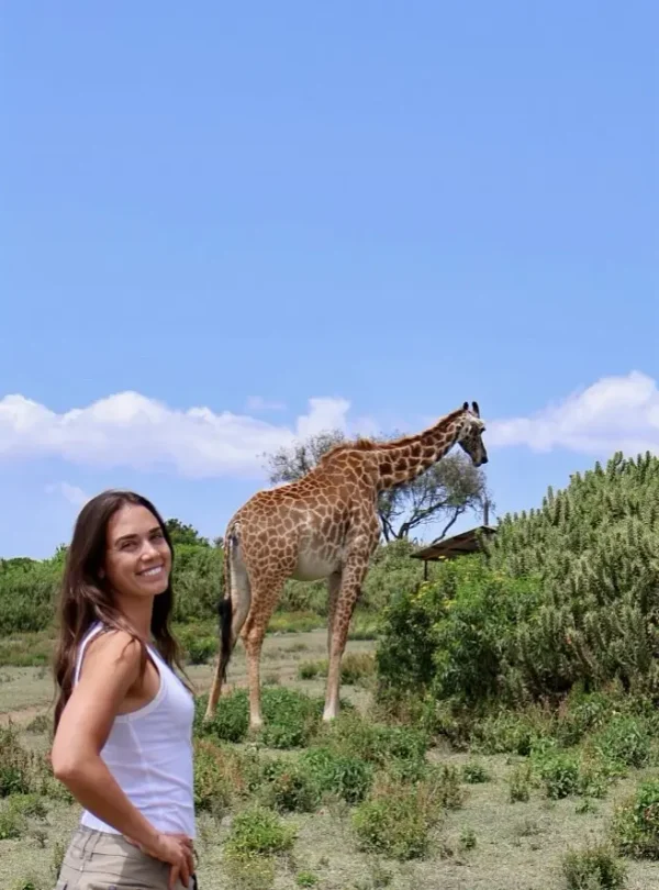 Close wildlife viewing of giraffe at Crescent Island in Lake Naivasha