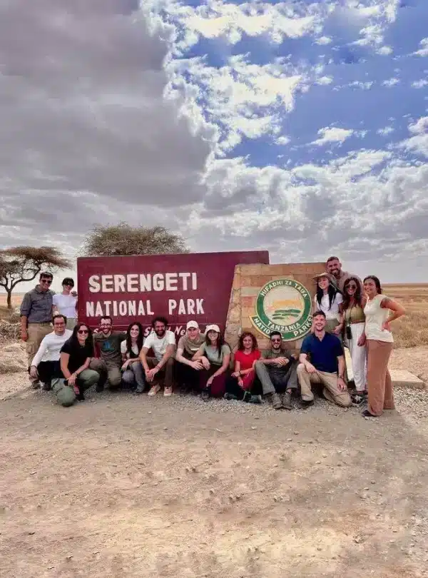 Travellers entering Serengeti National Park during a Tanzania safari circuit.
