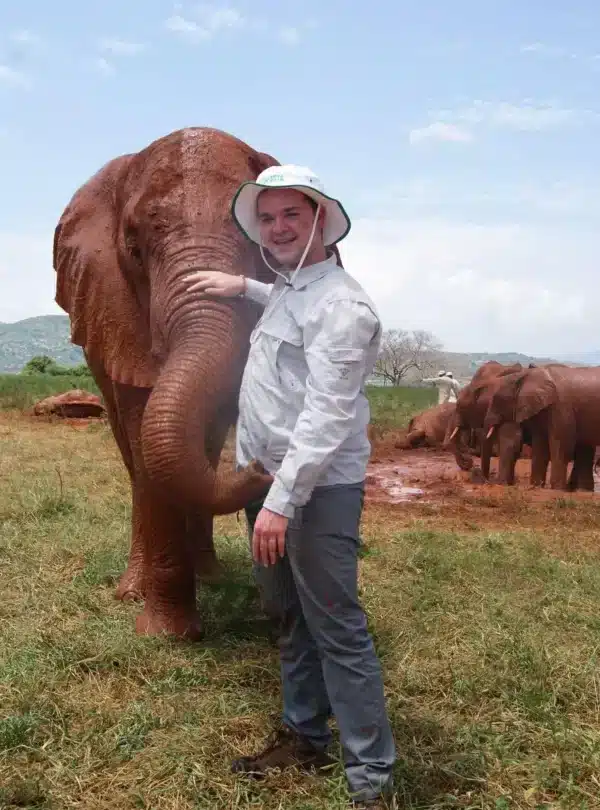 Up-close elephant experience on red earth in Tsavo East National Park