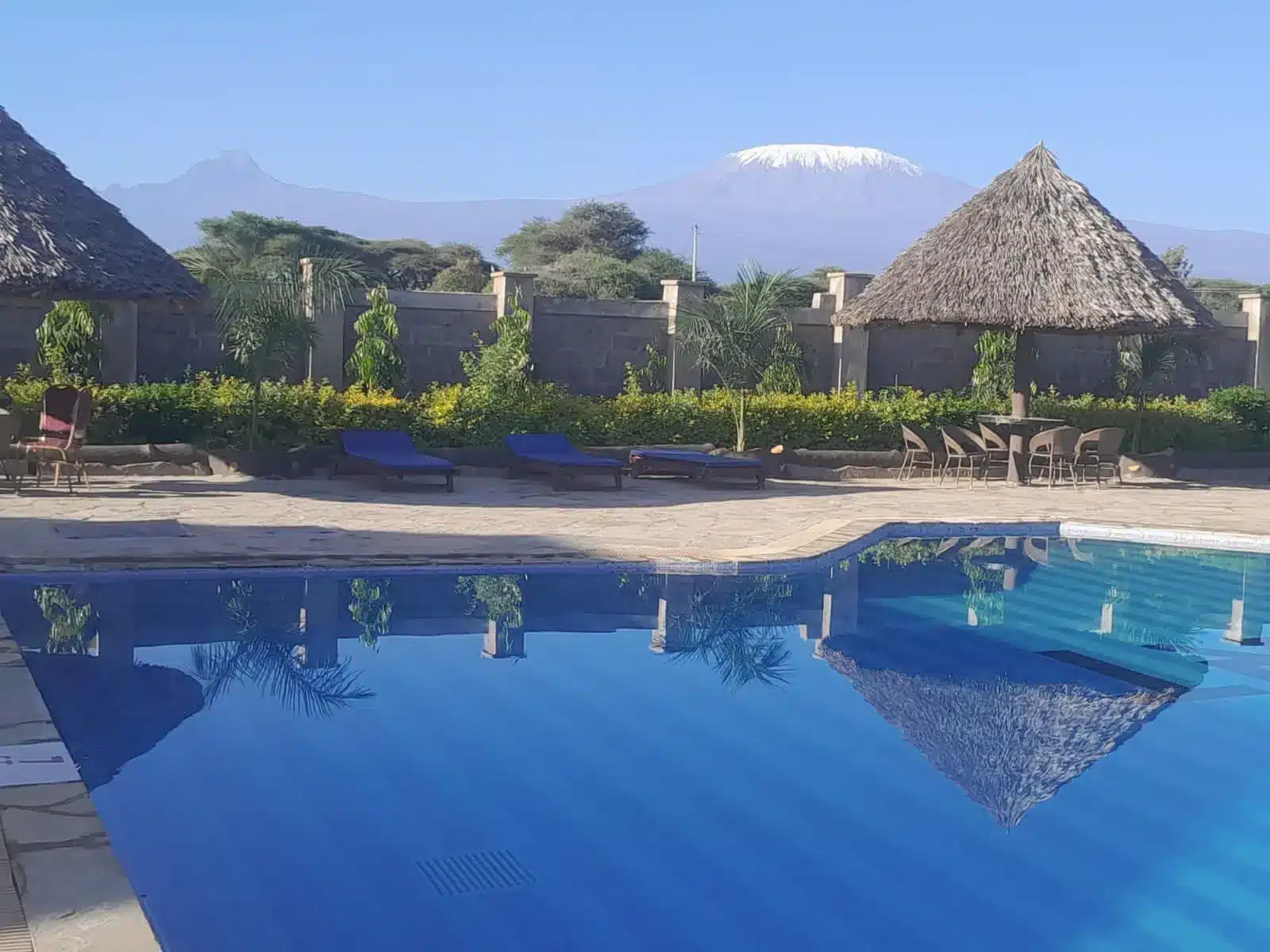 Swimming pool at Penety Amboseli Resort with Mount Kilimanjaro views
